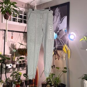 Hurley Gray Jogger Sweatpants Women's Athletic Lounge Casual Logo Drawstring